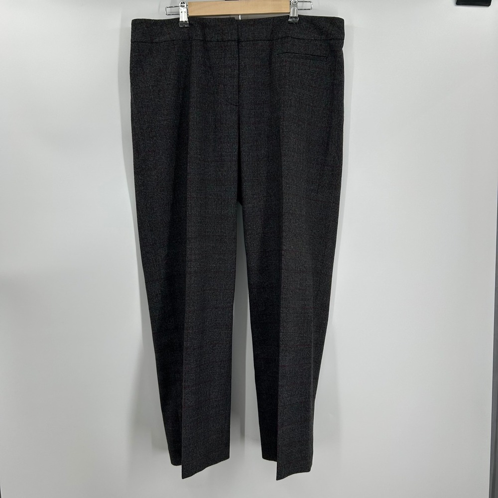Chico's Gray Red Glen Plaid Straight Leg Trousers Size 3‎ XL Business Casual